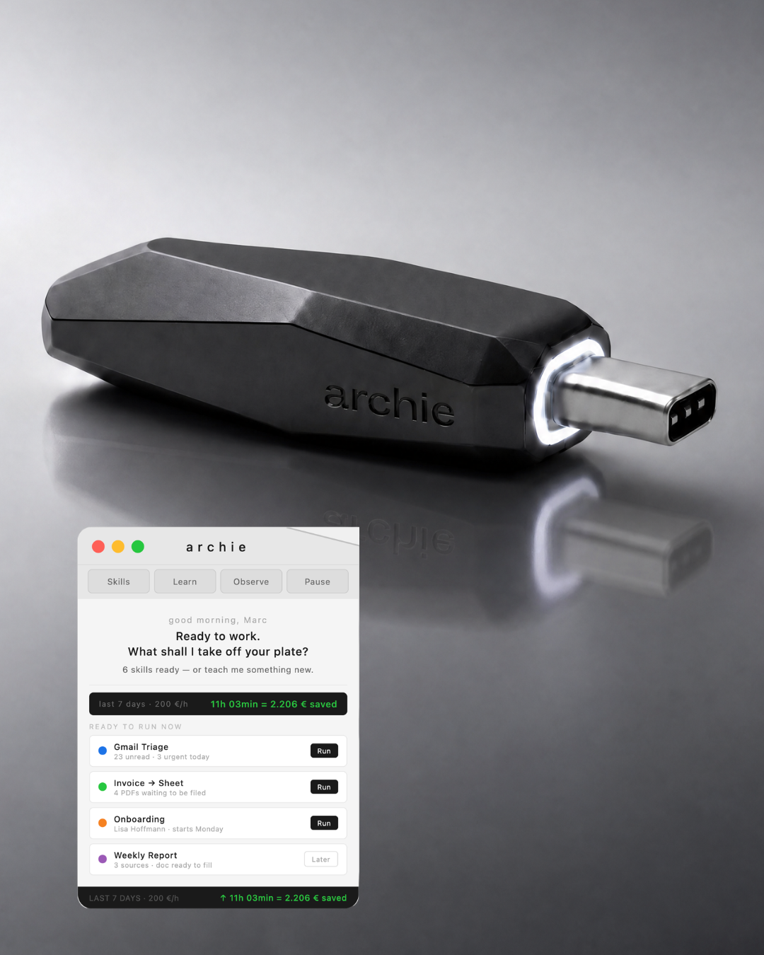 archie aluminium - solid 6061 aerospace-grade (12g)